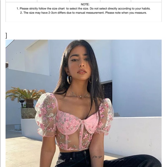 ⭐️ONE LEFT ⭐️ Floral embroidered crop top - Picture 7 of 10